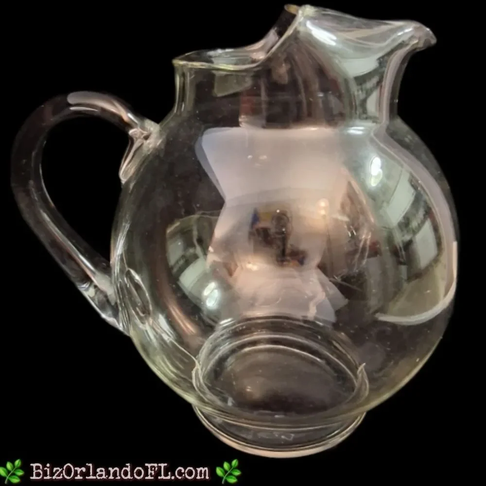 VINTAGE: Large Beverage Pitcher Hand Blown Clear Glass